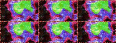 Renkli Bahar Temalı Kusursuz Arkaplan. Yeşil ve mor renkli çiçekler. Düz Çiçek Elementleri Tasarımı. Raster illüstrasyonunda kusursuz çiçek deseni.