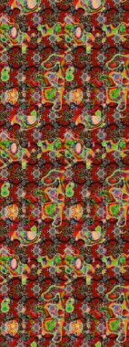 Çiçekler kırmızı, kahverengi ve gri renklerde. Şatafatlı bahar bahçesi dokusu. Kırmızı, kahverengi ve gri renkte çiçek çizimi. Raster illüstrasyonu. Çiçek deseni.