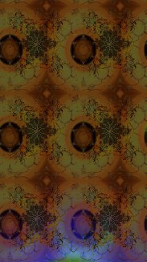 Raster illüstrasyonu. Kahverengi renkli çiçekler. El çizimi çiçekli soyut çizim deseni.