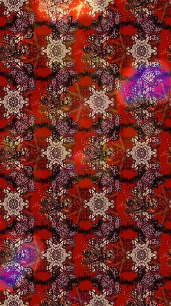 Düz Çiçek Elementleri Tasarımı. Kahverengi ve kırmızı renkli şirin çiçek desenleri. Raster Modaya uygun kumaş deseni. Renkli Bahar Teması çizim şablonu.