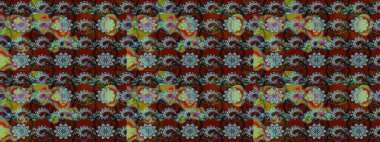 Raster güzel bir çiçek deseni çizmiş. Bahar mevsimi. Tatil havası. Nazik romantik baskı. Kırmızı ve kahverengi renkte çiçekler.