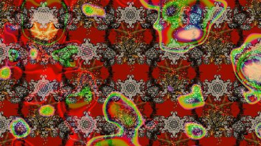 Çizgi çizimi kalıbı. Şirin çiçekler. Raster Moda kumaş deseni.