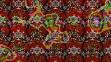 Kahverengi ve kırmızı renkte çiçekler. Düz Çiçek Elementleri Tasarımı. Güzel çiçek deseni. Renkli Bahar Teması çizim şablonu.