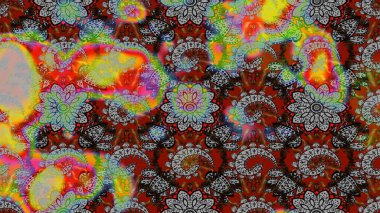 Çiçekli karalama şeklinde Raster çiçek deseni. Gri ve kırmızı renkte çiçekler. Yumuşak, bahar çiçekli arka plan.