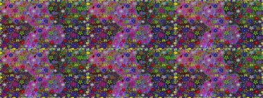 Raster düz çiçekleri pürüzsüz desen. Mor ve mor renkli çiçekler. Tasarım hediye paketi, tebrik kartları, posterler ve afiş tasarımı.