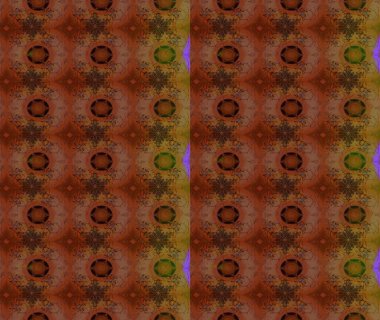 Raster illüstrasyonu. Çiçek desenli çizim. Asya tekstil tarzında. Renkli Bahar Teması eskiz kalıbı. Düz Çiçek Elementleri Tasarımı. Kahverengi renkte çiçekler.