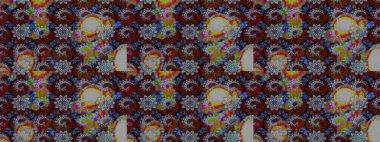 Küçük çiçekteki sevimli çiçek deseni. Gri ve kahverengi renkli çiçekler. Raster illüstrasyonu.