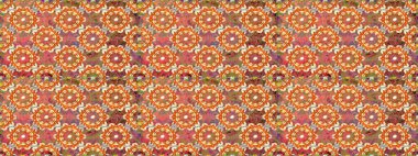 Damask kusursuz yinelenen arkaplan. Turuncu renklerde altın element. Barok tarzında altın çiçekli süs. Doku arkaplanı üzerine altın duvar kağıdı.