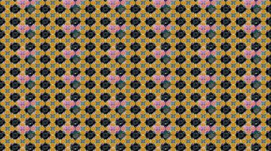 Raster illüstrasyonu. Şirin çiçekli kusursuz desen ve sarı ve siyah renkli yapraklar, suluboya çiçek deseni, duvar kağıdı, kart veya kumaş için fayanslı.