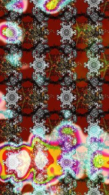 Raster illüstrasyonundaki çiçek desenli çizim. Suluboya tarzında gri ve kahverengi renkte çiçekler.