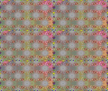 Gri renkli etnik çiçeklerle kusursuz bir desen. Raster Çiçek İllüstrasyon Şirin Tekstil.