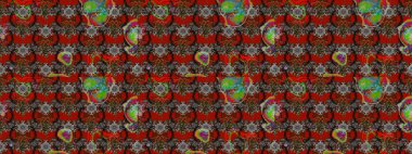 Raster illüstrasyonundaki çiçek desenli çizim. Gri ve kırmızı renkte çiçekler. Renkli Bahar Teması eskiz kalıbı. Düz Çiçek Elementleri Tasarımı.