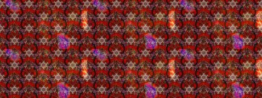 Kahverengi ve kırmızı renkli şirin çiçek desenleri. Raster Modaya uygun kumaş deseni. Renkli Bahar Teması eskiz kalıbı. Düz Çiçek Elementleri Tasarımı.