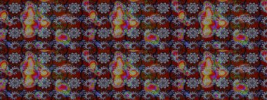 Raster illüstrasyonundaki çiçek desenli çizim. Gri ve kahverengi renkli çiçekler. Renkli Bahar Teması eskiz kalıbı. Düz Çiçek Elementleri Tasarımı.