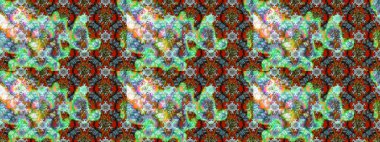 Suluboya çiçekli çiçek deseni. Raster illüstrasyonu. Yeşil ve kahverengi renkli Asyalı tekstil.