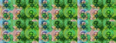 Raster illüstrasyonundaki çiçek desenli çizim. Yeşil ve nötr renkte çiçekler.