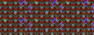 3D çiçekler, eskiz. Raster illüstrasyonu. Kırmızı ve kahverengi renklerde.