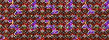 Raster suluboya çiçek deseni, narin çiçekler, kırmızı ve gri çiçekler, tebrik kartı şablonu. Güzel kumaş deseni.