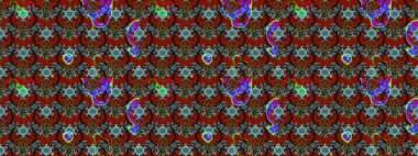 3D çiçekler, eskiz. Raster illüstrasyonu. Kırmızı ve kahverengi renklerde.