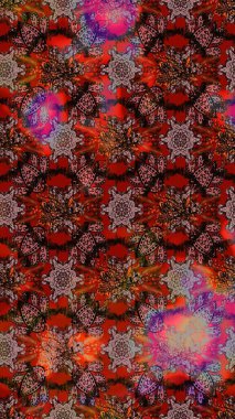 Hediye ambalaj kağıdı, tebrik kartları, posterler ve pankart tasarımı. Raster düz çiçek çizim deseni. Kahverengi ve kırmızı renkte çiçekler.