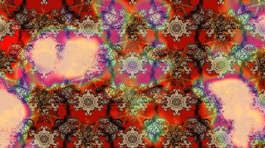 Patlayan çiçekler soyut olarak yerleştirilmiş. Raster deseni. Raster illüstrasyonu. Nazikçe, rengarenk bahar çiçekleri.