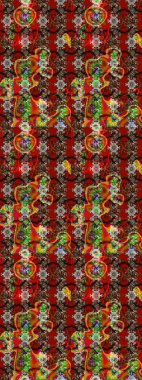 Raster suluboya çiçek deseni, narin çiçekler, kahverengi, kırmızı ve yeşil çiçekler, tebrik kartı şablonu. Güzel kumaş deseni.