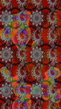 Düz Çiçek Elementleri Tasarımı. Renkli şirin çiçek deseni. Renkli Bahar Teması eskiz kalıbı. Raster Modaya uygun kumaş deseni.