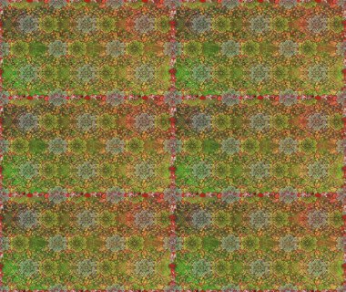 Düz Çiçek Elementleri Tasarımı. Kahverengi ve yeşil renkli çiçekler. Sevimli çiçek raster deseni. Renkli Yaz Temalı Kusursuz Arkaplan.