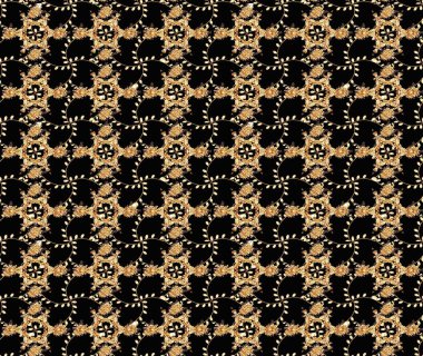 Süslü kumaş deseni. Renkli Bahar Teması eskiz kalıbı. Raster illüstrasyonundaki çiçek desenli çizim. Düz Çiçek Elementleri Tasarımı.