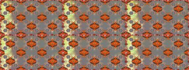 Parlak renkli fantezi çiçekleri, yapraklar, gri ve kahverengi renkli tomurcuklar, gri ve kahverengi. Çiçeksiz desenli, suluboya elle çizilmiş elementler..