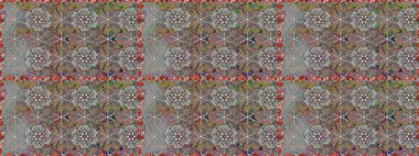 Küçük çiçekte hoş bir çiçek deseni var. Çiçeksel elementlerle süslenmiş zarif raster dokusu. Gri ve kahverengi renkler ve parlak çiçekler üzerinde soyut ve pürüzsüz desen.