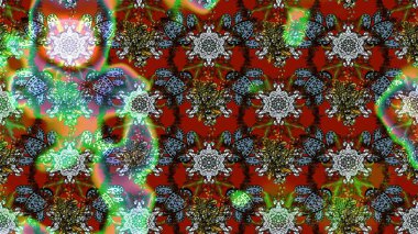 Klasik taslak çizimi. Raster çiçek izi. Çiçek kahverengi ve yeşil çizim deseni.