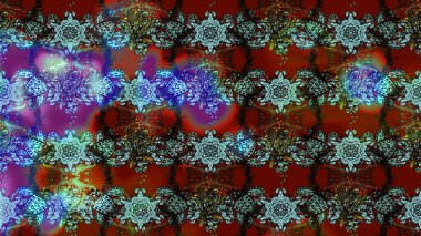 Renkli Bahar Teması eskiz kalıbı. Düz Çiçek Elementleri Tasarımı. Sevimli çiçek raster deseni. Mavi ve kırmızı renkte çiçekler.