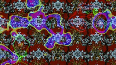 Çizim çiçek deseni duvar kâğıdı olarak kullanılabilir. Raster illüstrasyonu. Kırmızı ve kahverengi renkte çiçekler.