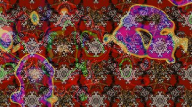 Hediye ambalaj kağıdı, tebrik kartları, posterler ve pankart tasarımı. Kahverengi ve kırmızı renkte çiçekler. Raster düz çiçek çizim deseni.