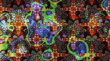 Raster illüstrasyonu. Kahverengi ve siyah renklerde. Çiçekli güzel suluboya desen.