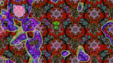 Kırmızı ve kahverengi renkte çiçekler. Hediye ambalaj kağıdı, tebrik kartları, posterler ve pankart tasarımı. Raster düz çiçek çizim deseni.