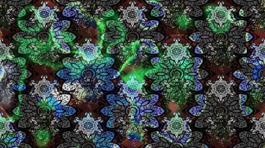 Çiçeksel elementlerle süslenmiş zarif raster dokusu. Küçük çiçekte hoş bir çiçek deseni var. Parlak çiçekli siyah renkler üzerine soyut çizim deseni.