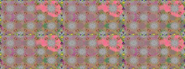 Raster illüstrasyonu. Hint süsü. Gri ve nötr renklerde. Renkli süs kenarı. Kusursuz desen. Çiçek duvar kağıdı.