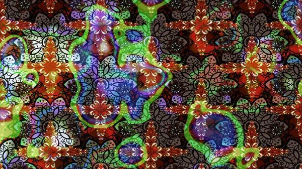 Raster illüstrasyonu. Kahverengi ve siyah renklerde. Çiçekli güzel suluboya desen.