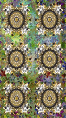 Gri renkli ve altın elementli altın desenli. Barok tarzında kusursuz bir doğulu süsü. Geleneksel klasik altın desen. Raster doğulu süsü.