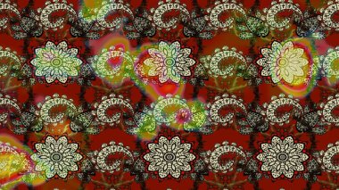 Tomurcukları papatya çiçekleri olan sevimli bir çiçek deseni. Kumaş, tekstil, duvar kağıdı baskısı için. Eski usul. Eskiz geçmişi. Raster illüstrasyonu. Miles Fleur, dandik süs.