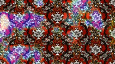 Raster deseni. Raster illüstrasyonu. Patlayan çiçekler soyut olarak yerleştirilmiş. Nazikçe, bahar çiçekleri kahverengi ve gri renklerde.