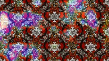 Raster deseni. Raster illüstrasyonu. Patlayan çiçekler soyut olarak yerleştirilmiş. Nazikçe, bahar çiçekleri kahverengi ve gri renklerde.