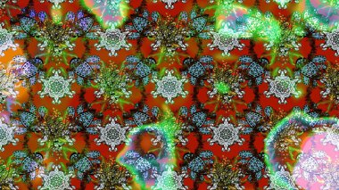 Renkli Bahar Teması eskiz kalıbı. Düz Çiçek Elementleri Tasarımı. Sevimli çiçek raster deseni. Kahverengi ve yeşil renkte çiçekler.