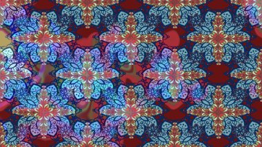 Mavi ve kırmızı renkli şirin çiçek deseni. Renkli Bahar Teması eskiz kalıbı. Raster Modaya uygun kumaş deseni. Düz Çiçek Elementleri Tasarımı.