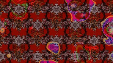 Küçük çiçekteki sevimli çiçek deseni. Kahverengi ve kırmızı renkte çiçekler.