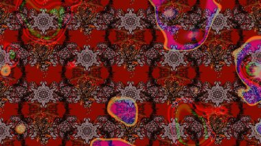 Küçük çiçekteki sevimli çiçek deseni. Kahverengi ve kırmızı renkte çiçekler.