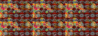 Çiçekli karalama şeklinde Raster çiçek deseni. Gri ve kırmızı renklerde bahar çiçekleri. Raster illüstrasyonu.