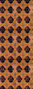 Raster - stok. Turuncu çiçekli eskiz deseni, suluboya çiçek deseni, sevimli çiçek, duvar kağıdı, kart veya kumaş için fayanslı.